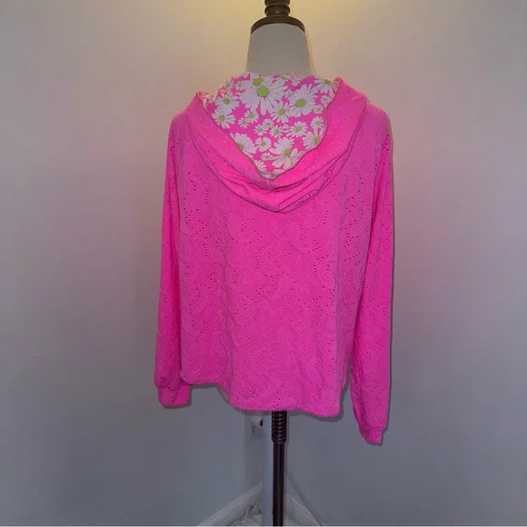 Loveshackfancy X Hurley Collaboration L Neon Pink Floral Eyelet Jacket Skirt Set